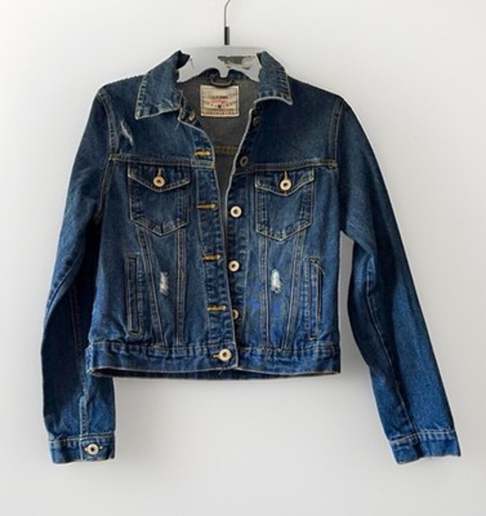 California Vintage Blue Denim Women’s Collared Button Up Pockets Jacket Size Med